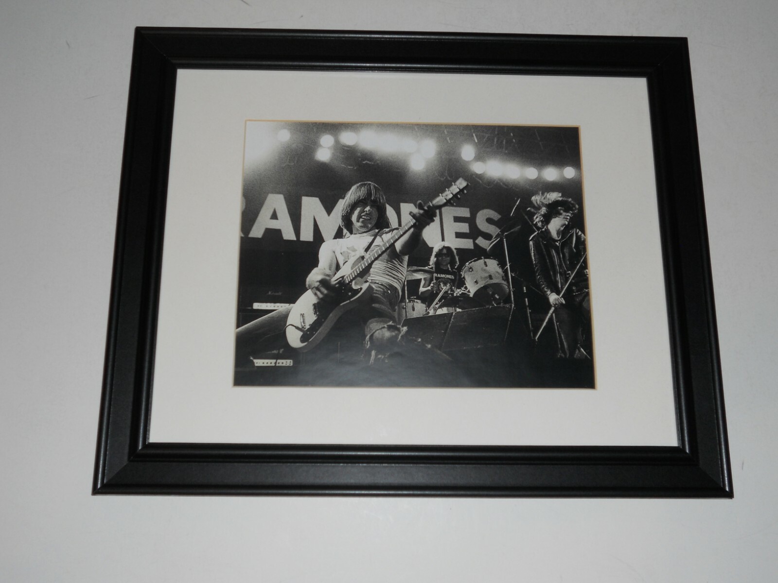 Large Framed Ramones 1979 B/W NYC Punk Johnny, Joey, Marky Live on Stage 22″x20″