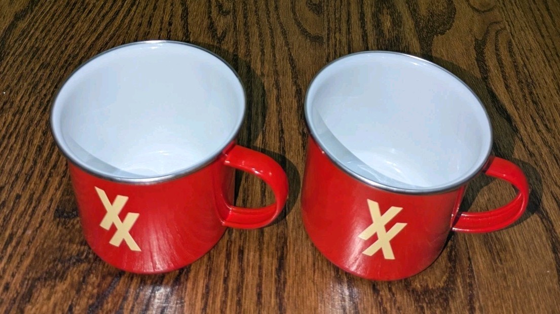 Set of 2 Machine Gun Kelly MGK Lost Americana VIP Tour Mug Red Tin Cup Merch