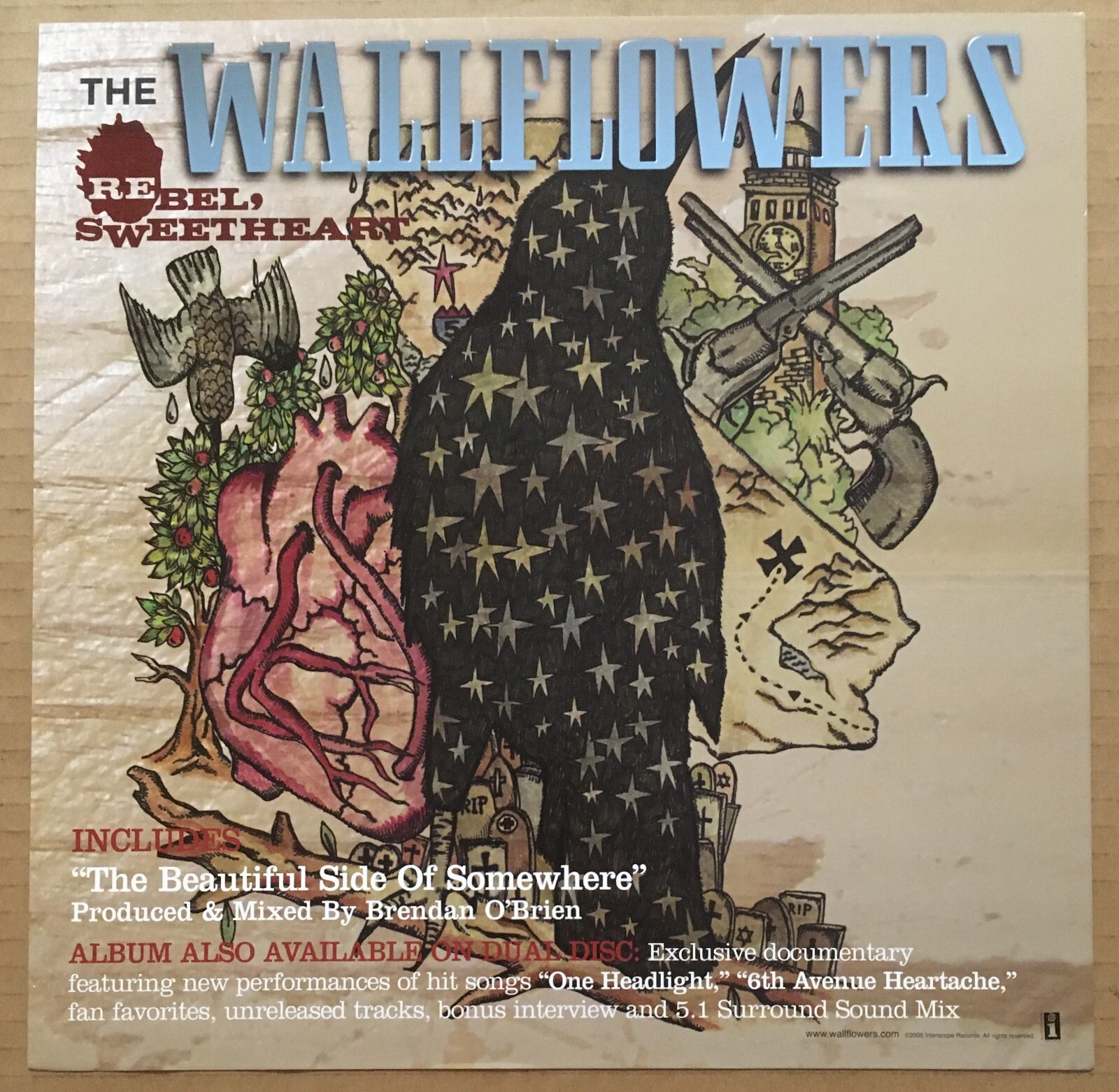 Jakob Dylan WALLFLOWERS Rare 2005 PROMO WINDOW STATIC CLING POSTER for Rebel CD