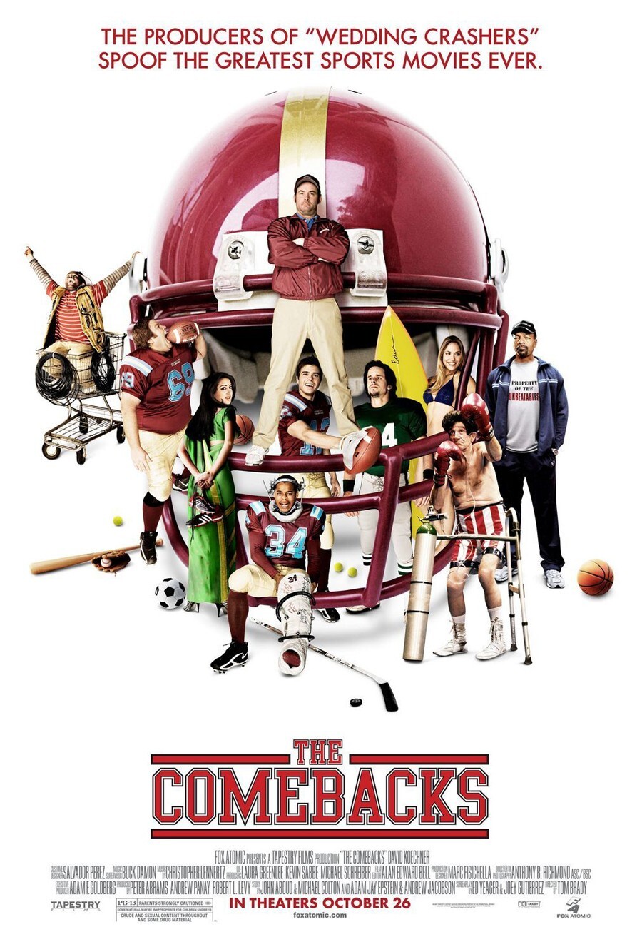 THE COMEBACKS MOVIE POSTER 2 Sided ORIGINAL VF 27×40 COMDEY DAVID KOECHNER