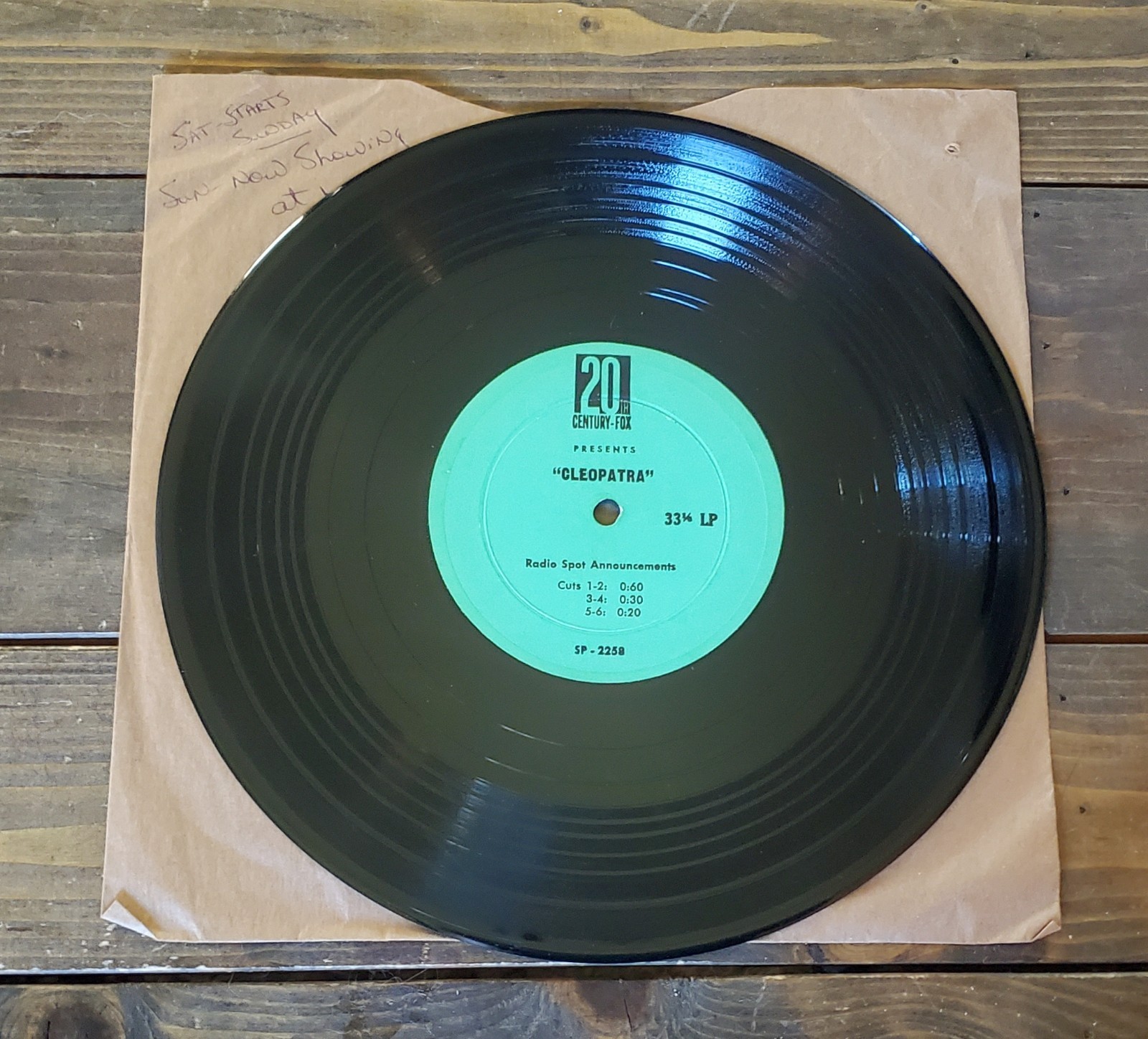 1963 “CLEOPATRA” Elizabeth Taylor Orig. 33 1/3 Vinyl PROMO RADIO SPOT RECORD