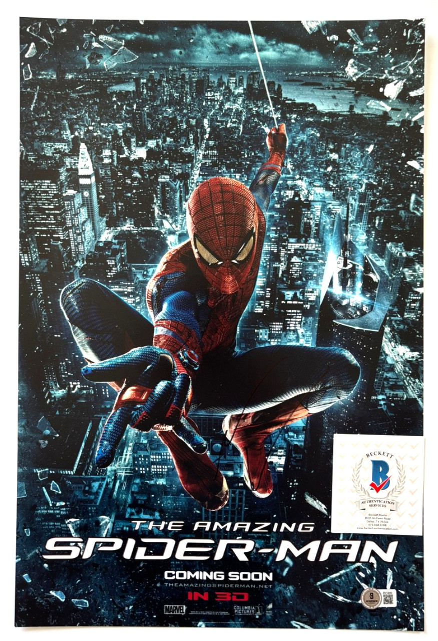 ANDREW GARFIELD SIGNED THE AMAZING SPIDERMAN 12X18 MOVIE POSTER PHOTO ACTOR BAS
