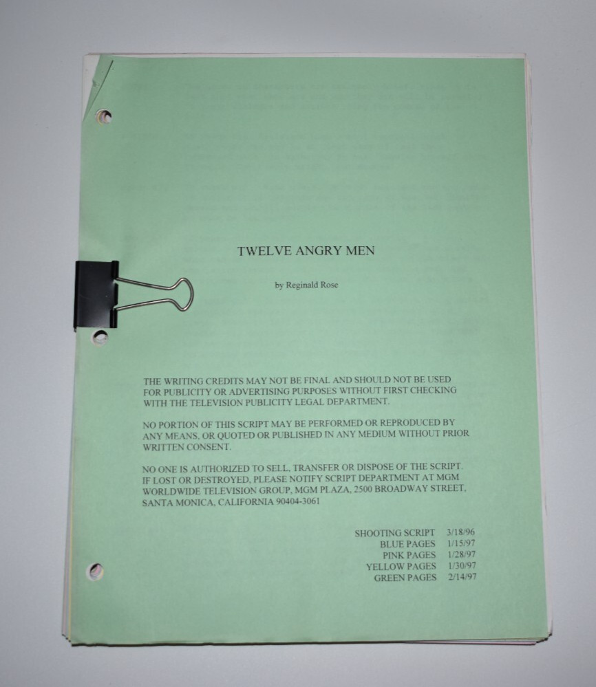 Twelve Angry Men TV Movie Shooting Script Reginald Rose William Friedkin Color