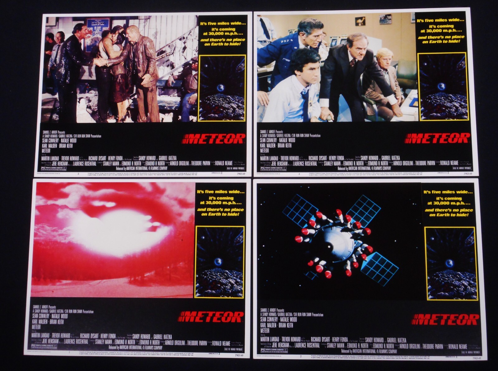 METEOR 1979 * SEAN CONNERY * NY TWIN TOWER DESTRUCTION * MINT SCI-FI LOBBY SET!!