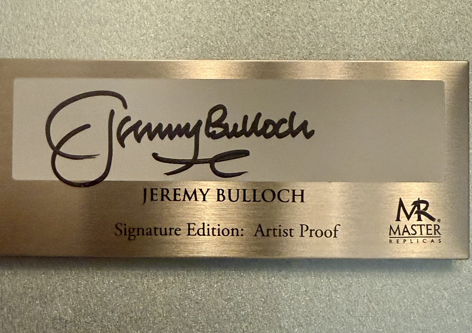 Master Replicas Star Wars AP Plaque Signed Jimmy Bullock for Boba Fett Blaster