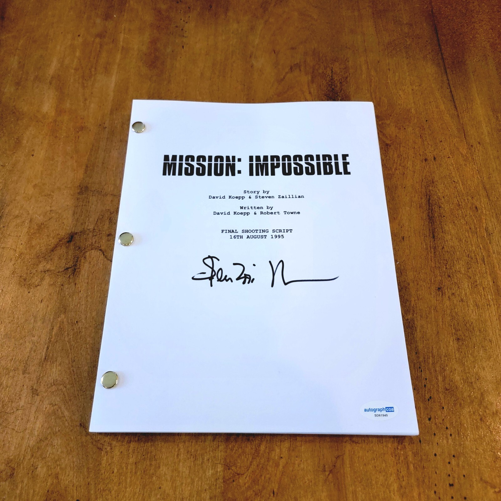 Steven Zaillian Mission Impossible Script Full 105 Pages autograph ACOA COA