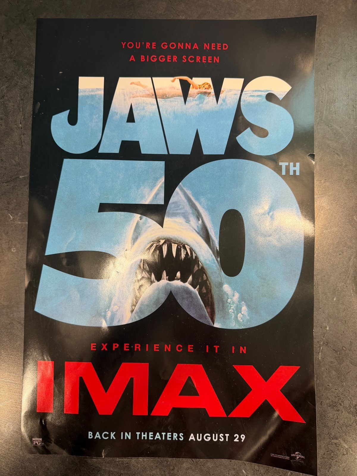 Jaws 50th Anniversary IMAX 11×17 Movie Theater Promo Poster 2025 Universal