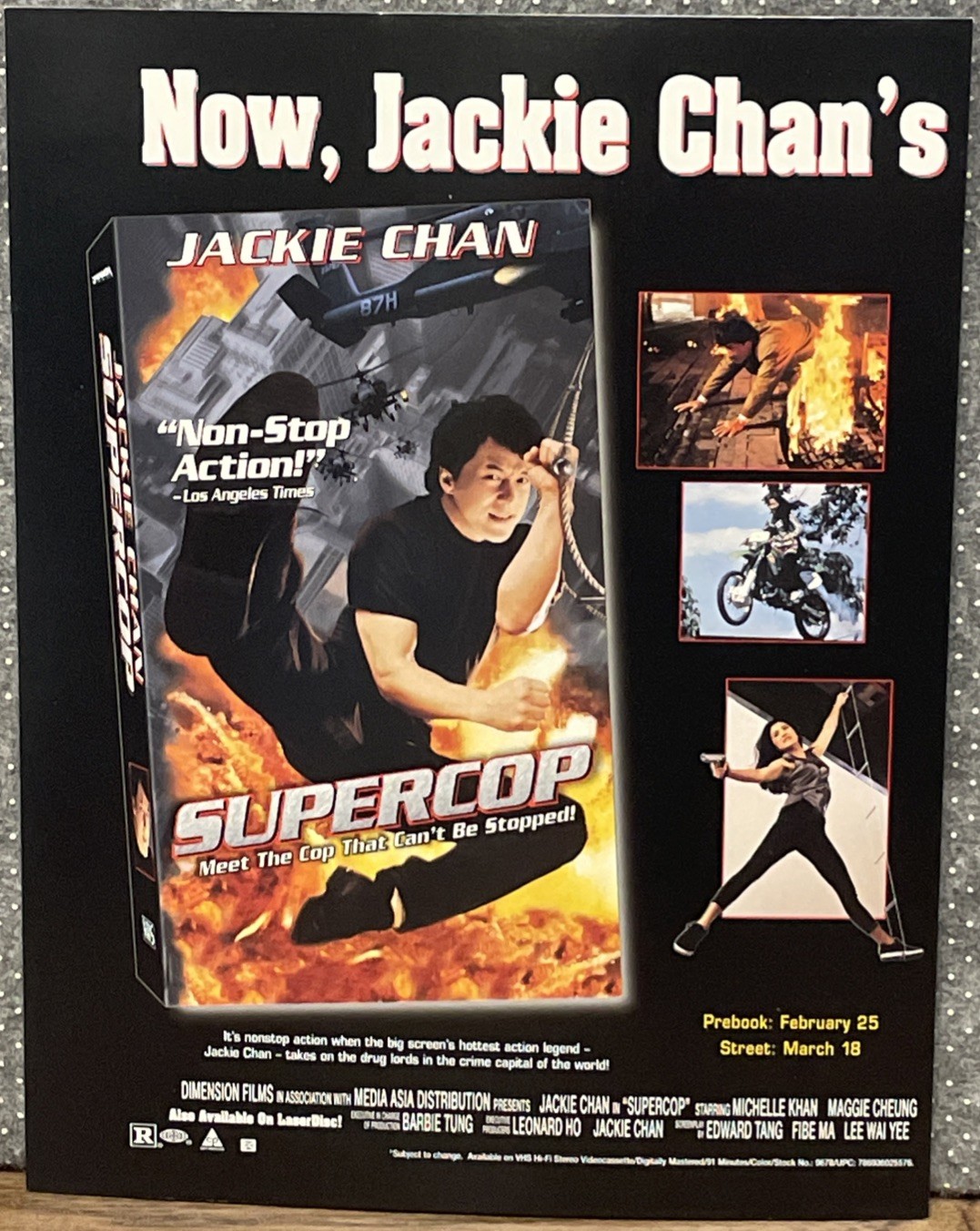 Supercop Original 90s Movie Press Kit Sheet 8.5×11” JD AP