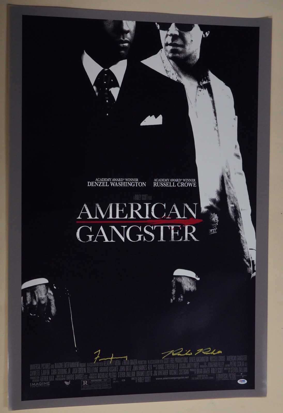 Frank Lucas Richie Roberts Signed American Gangster 27×41 Poster PSA/DNA COA 141