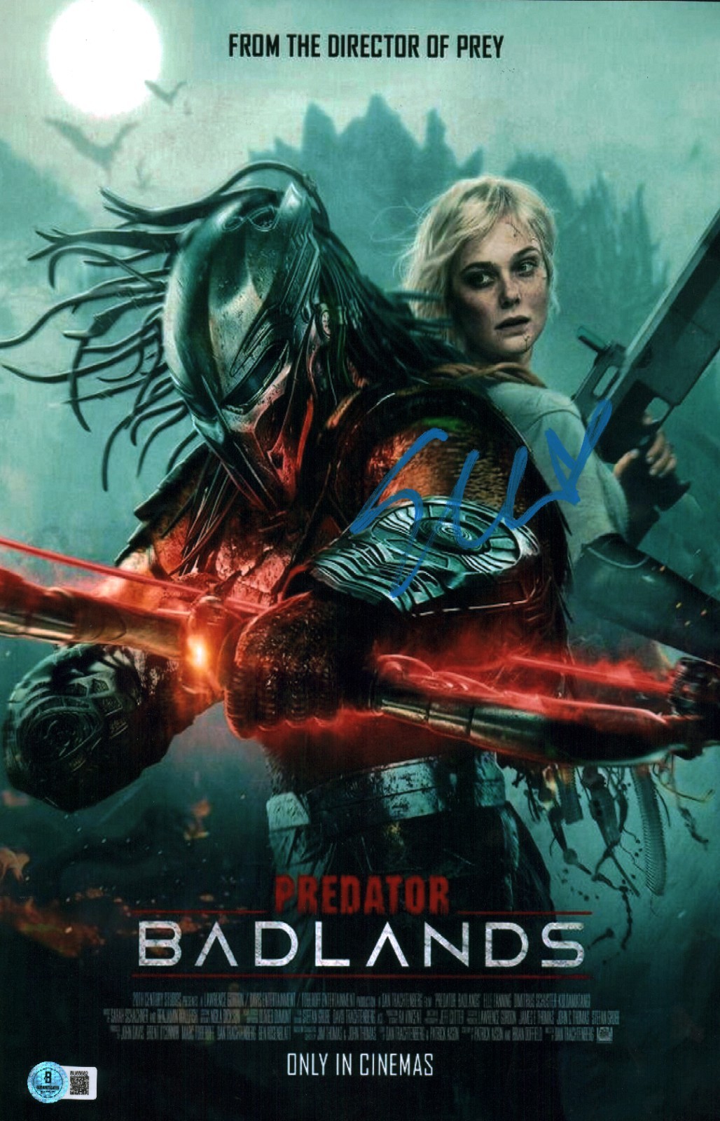 Elle Fanning Signed Autographed Predator Badlands Thia 11×17 Poster BAS COA