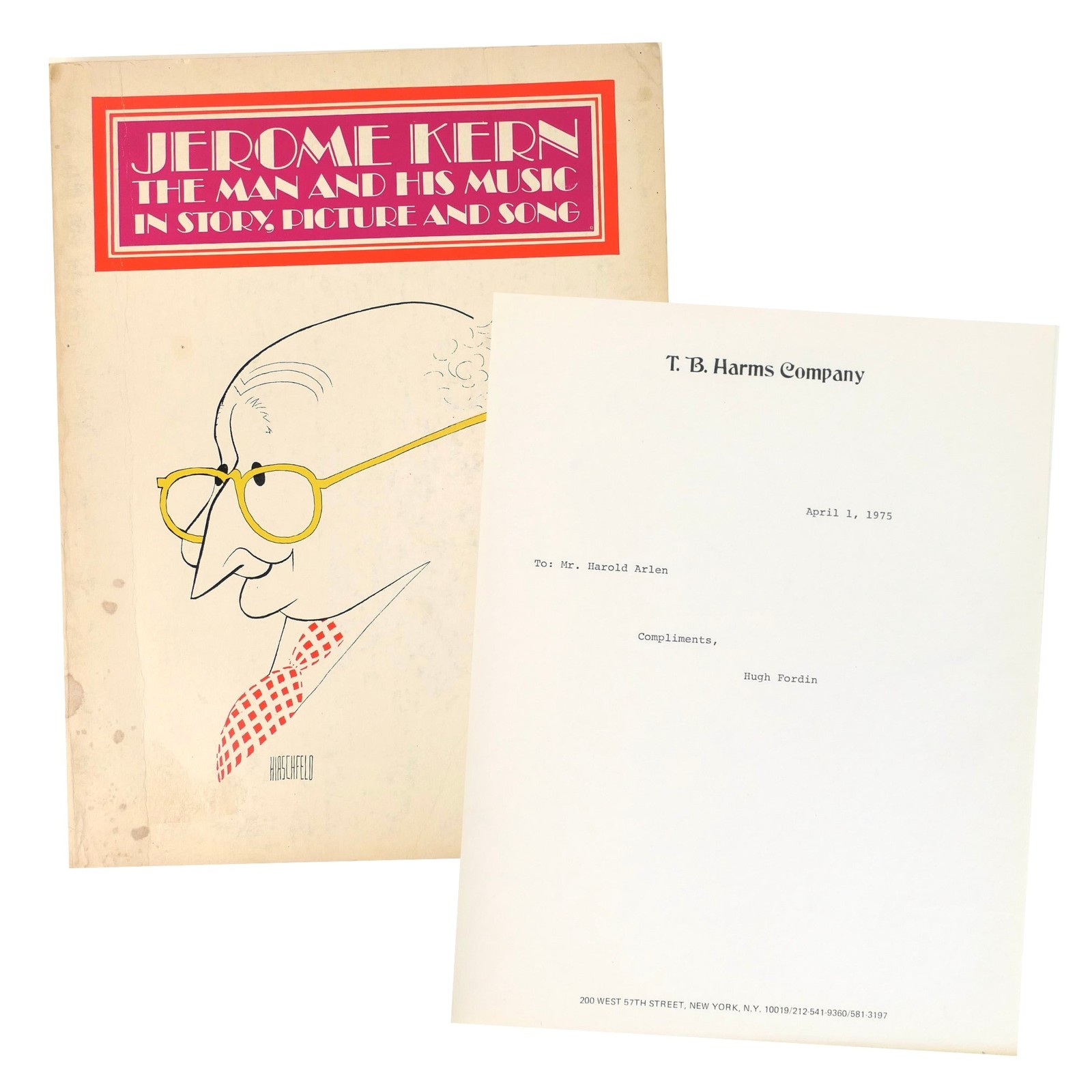 JEROME KERN Presentation Score to Harold Arlen