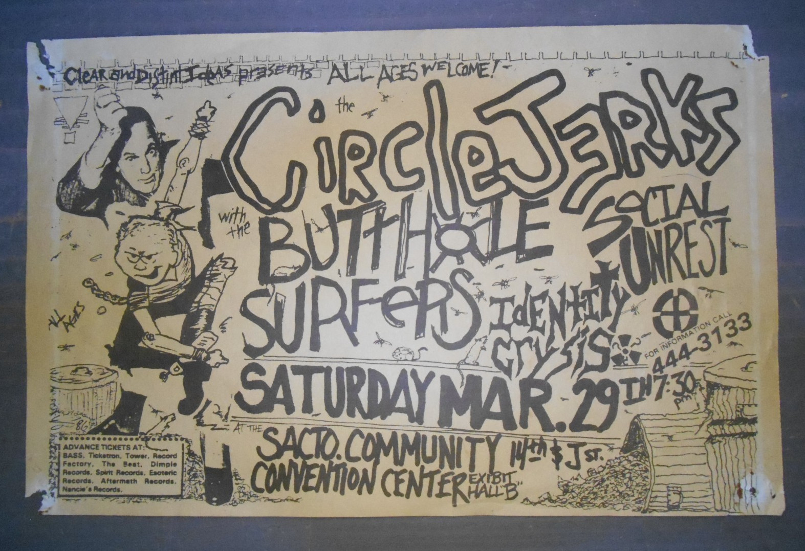 Circle Jerks – Butthole Surfers – Sacramento – March 29, 1986 – Used Handbill