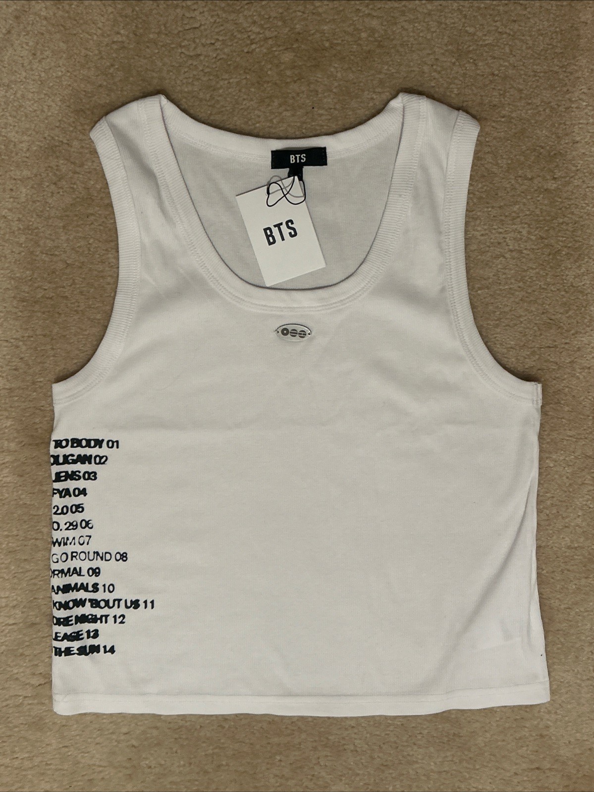 NWT BTS Las Vegas Pop Up Exclusive White Sleeveless Arirang Tank Top XL/XXL