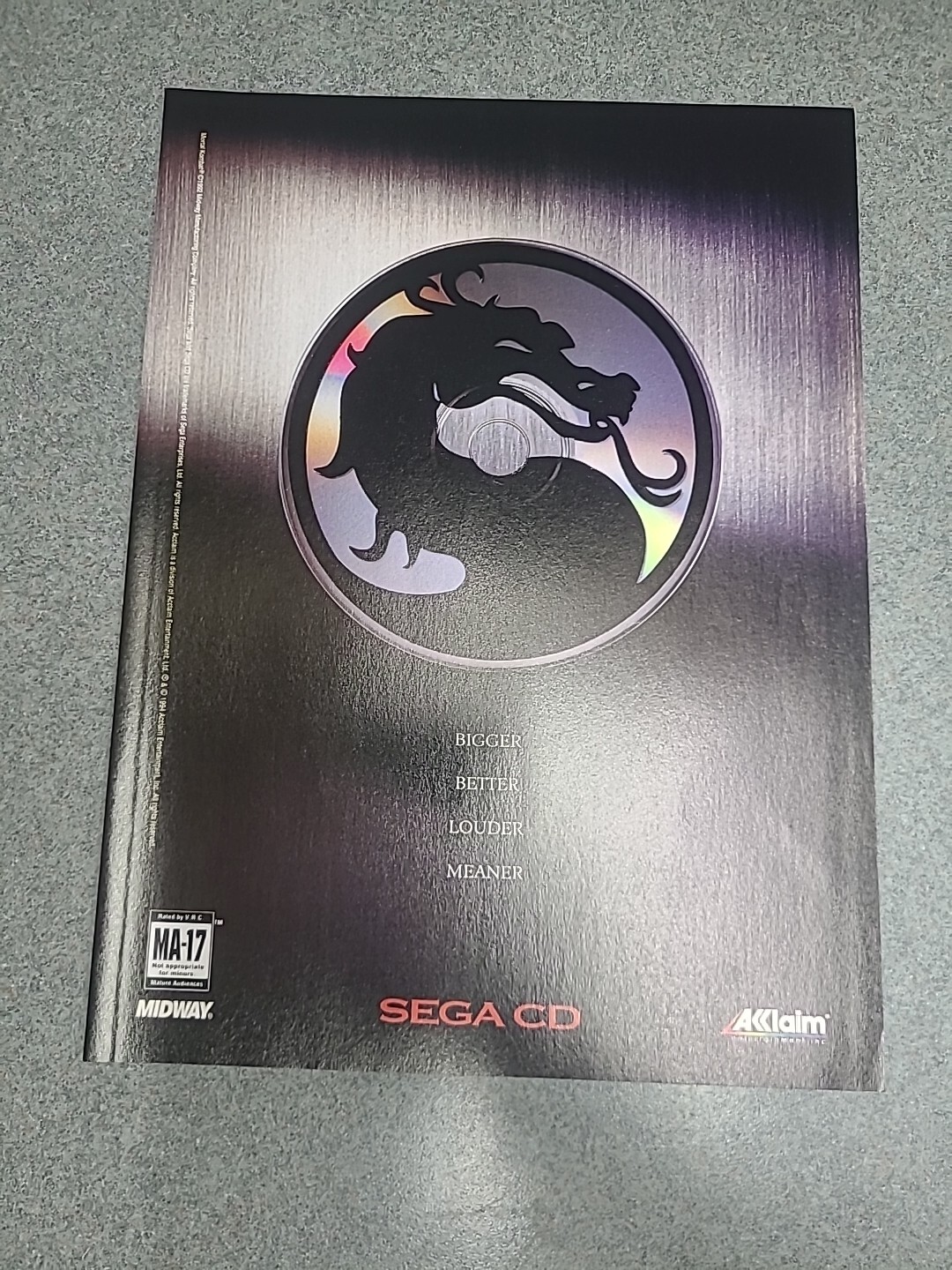 Mortal Kombat Sega CD Akklaim Print Ad 1994 8×11 Great To Frame