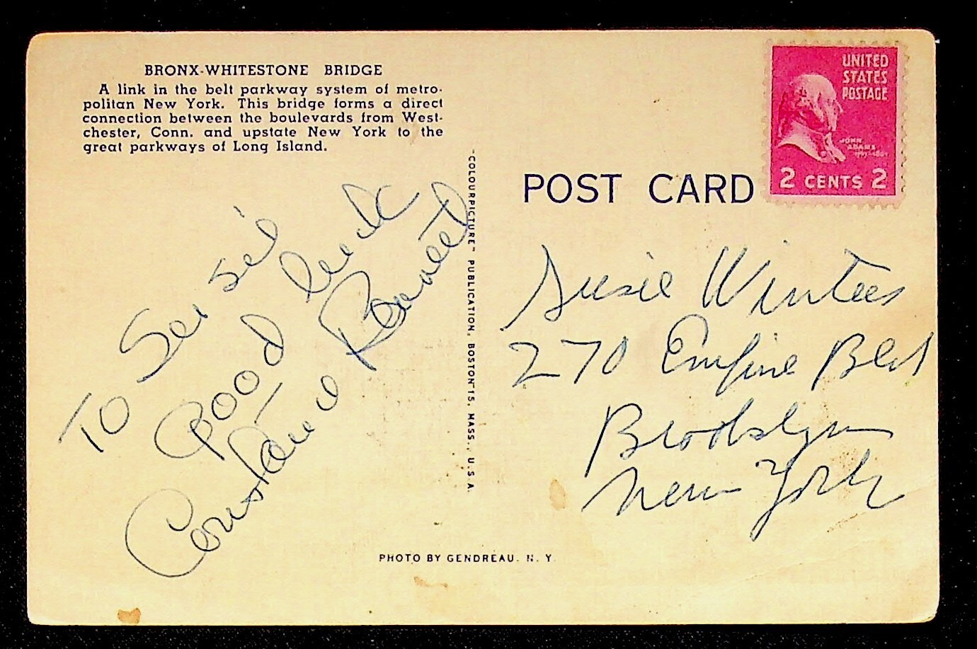 Constance Bennett Signed Postcard 1949 Autograph Actress To Susan Winters