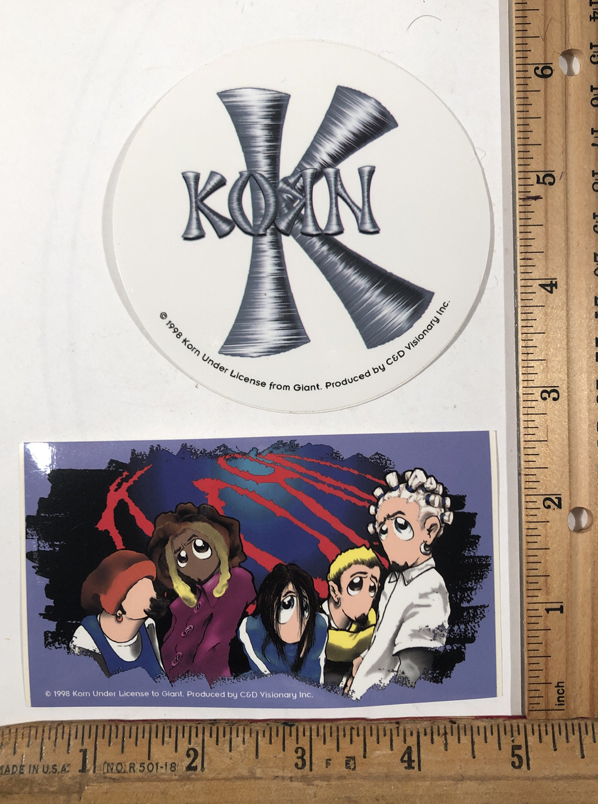 Vintage Lot of 2 1998 Korn Heavy Metal Rock Band Sticker Decal