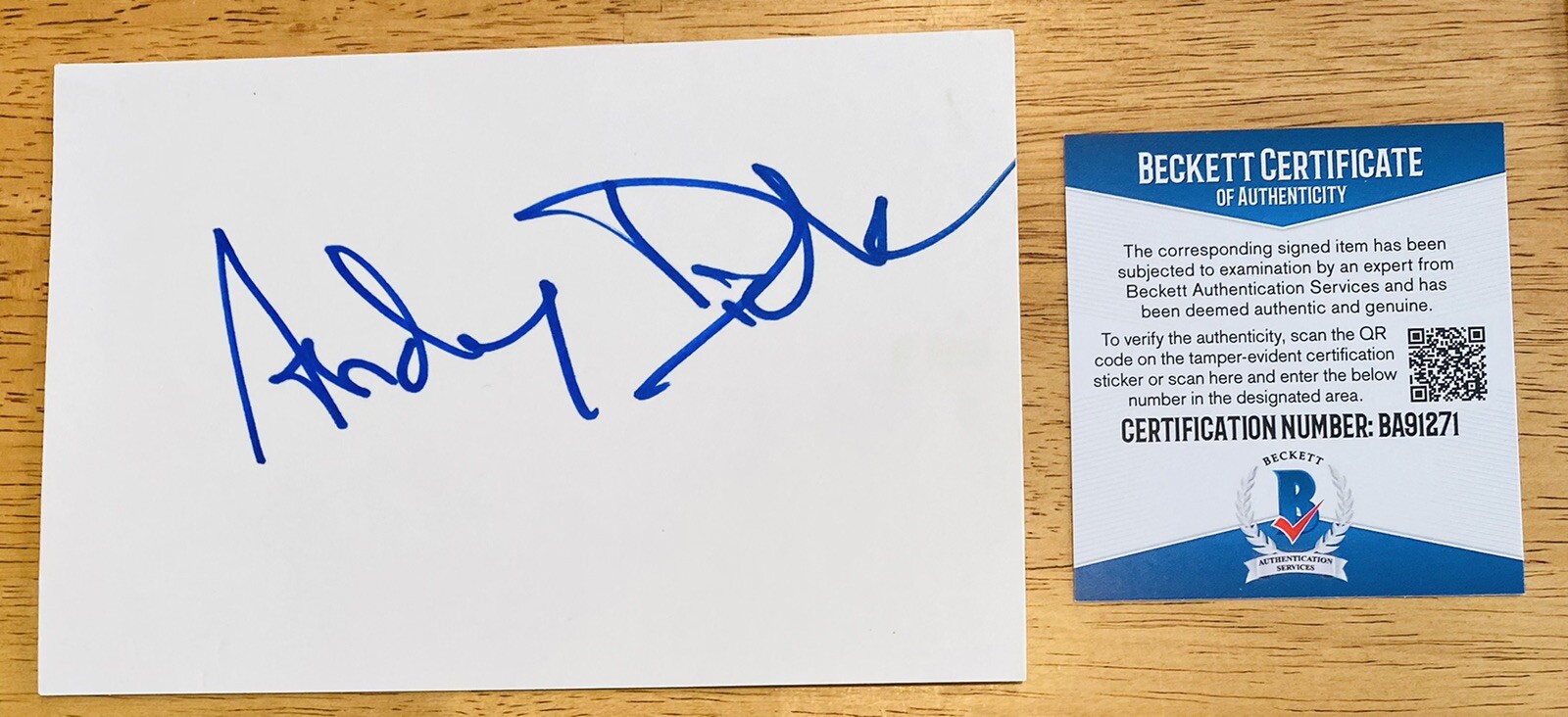 Andy Dick Signed Autographed 4×6 Card BAS Beckett Certified NewsRadio