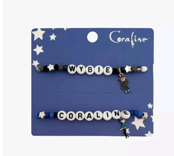 Coraline Coraline & Wybie BFF Beaded Bracelet Set With Character Charms New