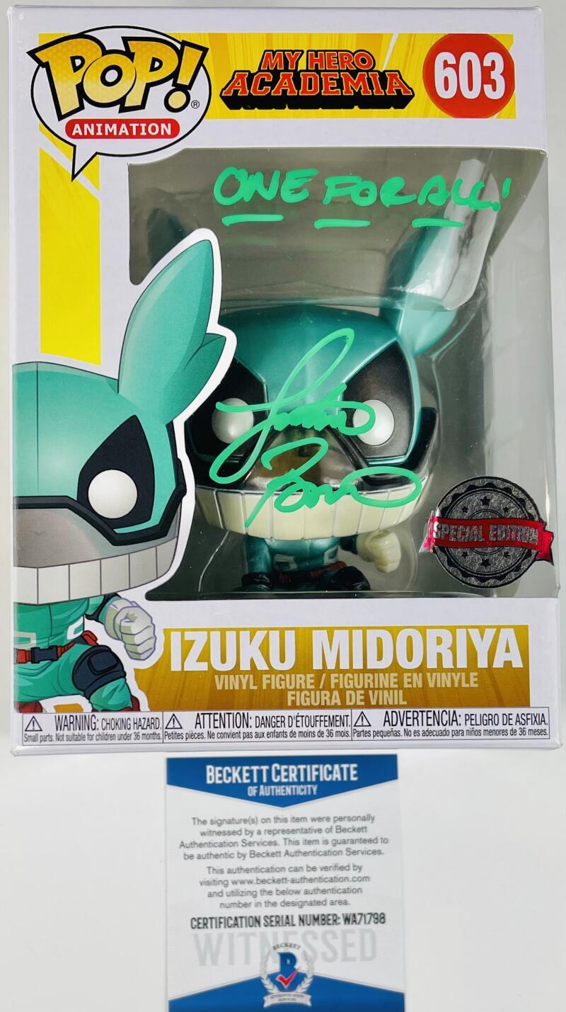 JUSTIN BRINER SIGNED IZUKU MIDORIYA FUNKO POP 603 MY HERO ACADEMIA ANIME BAS 798