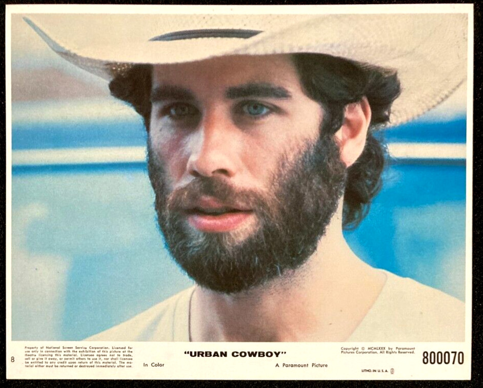 URBAN COWBOY Original Movie Lobby Card John Travolta with Beard