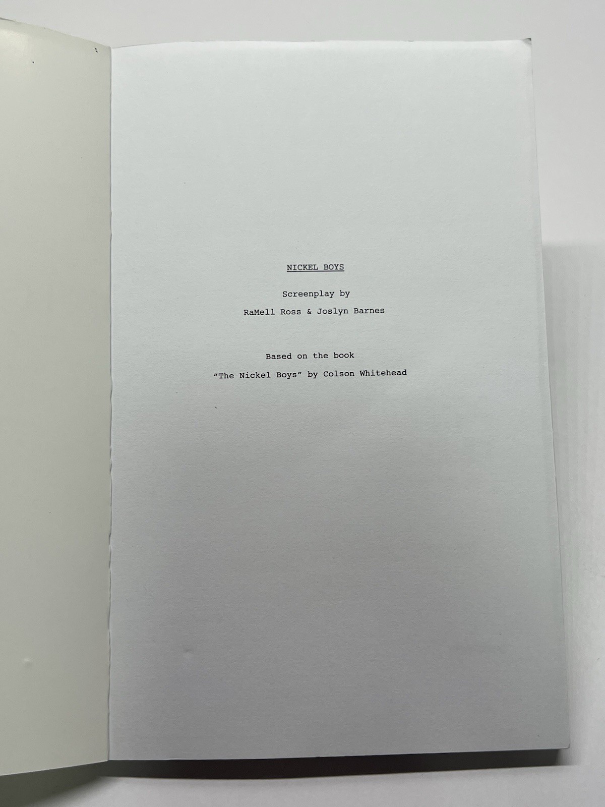 NICKEL BOYS FYC For Your Consideration Best Adapted Screenplay Script