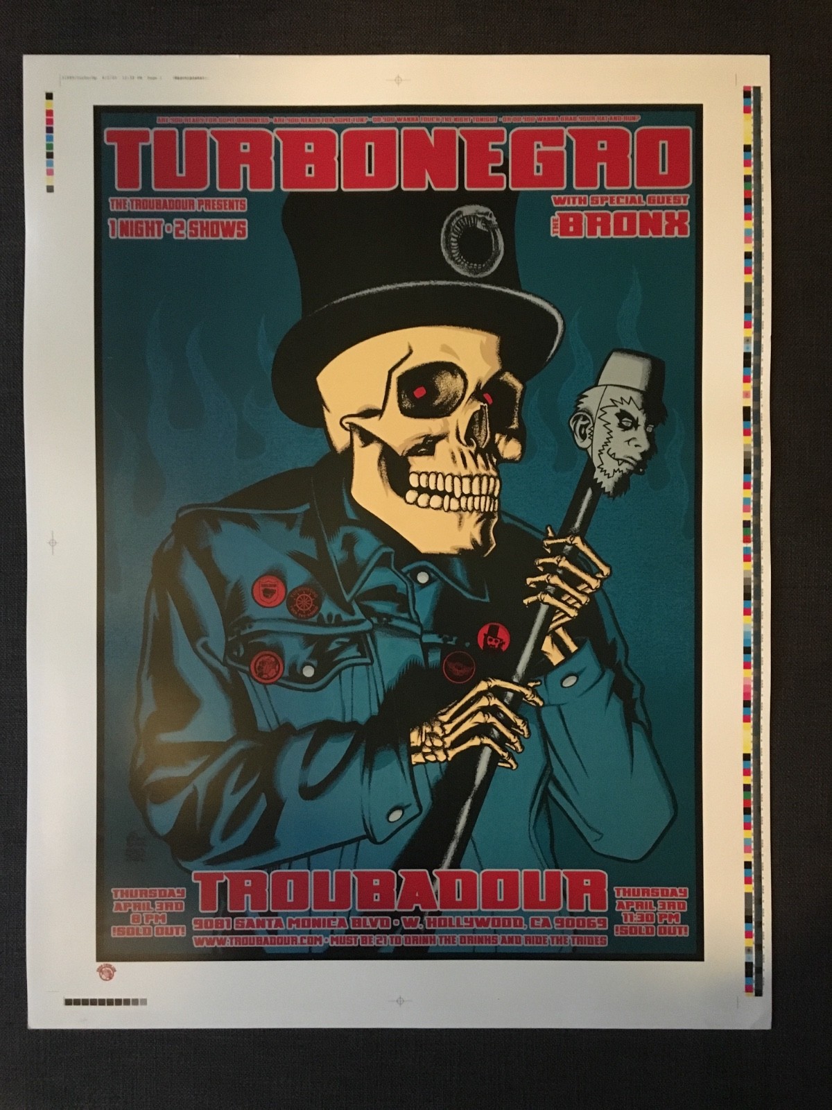 Turbonegro The Bronx Brian Ewing Troubadour Original gig Poster