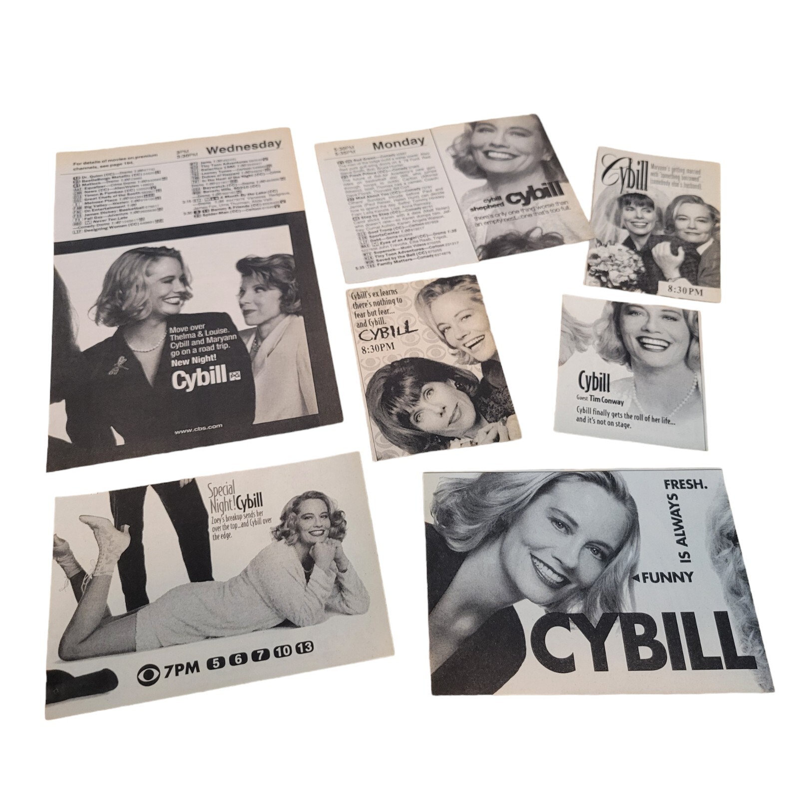 Vtg 90’s CYBILL Shepherd TV Show Print AD Clippings Lot of 7 Christine Baranski