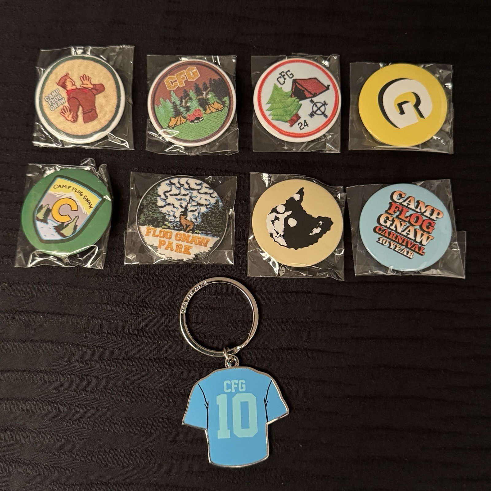 NEW! Lot of 8 Camp Flog Gnaw Pins & 1 Keychain CFG Festival Tyler the Creator