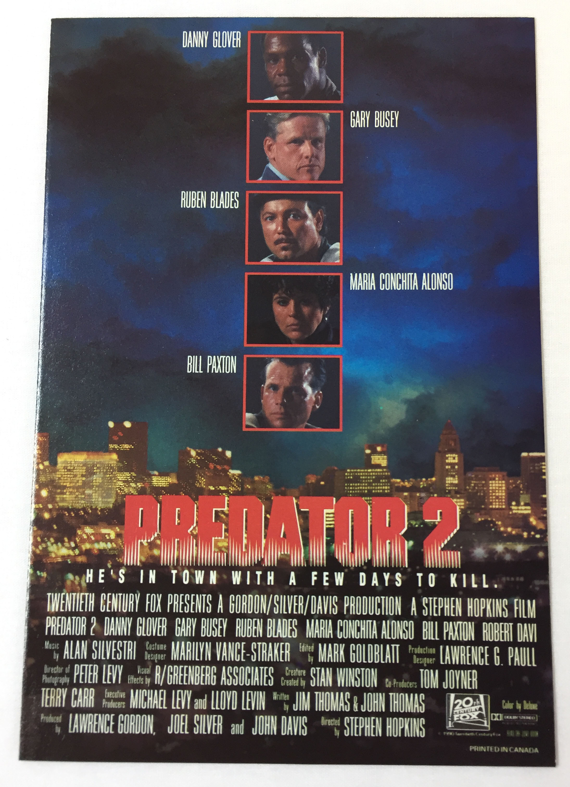 1990 insert promo booklet/poster ~ PREDATOR 2