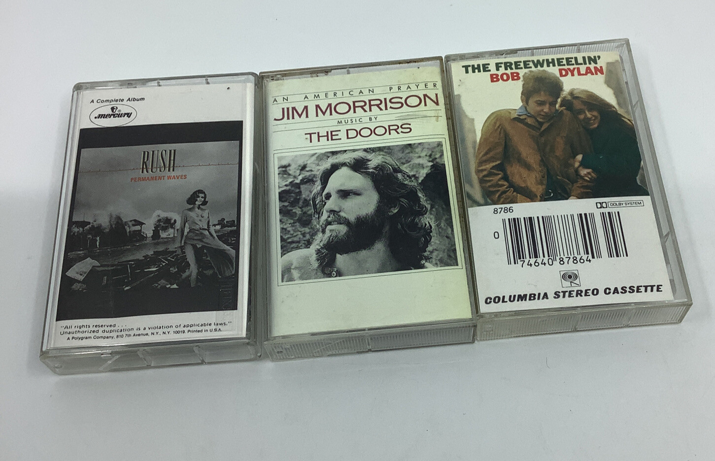 Lot Of 3 Rock Cassette Tapes Bob Dylan Rush Jim Morrison
