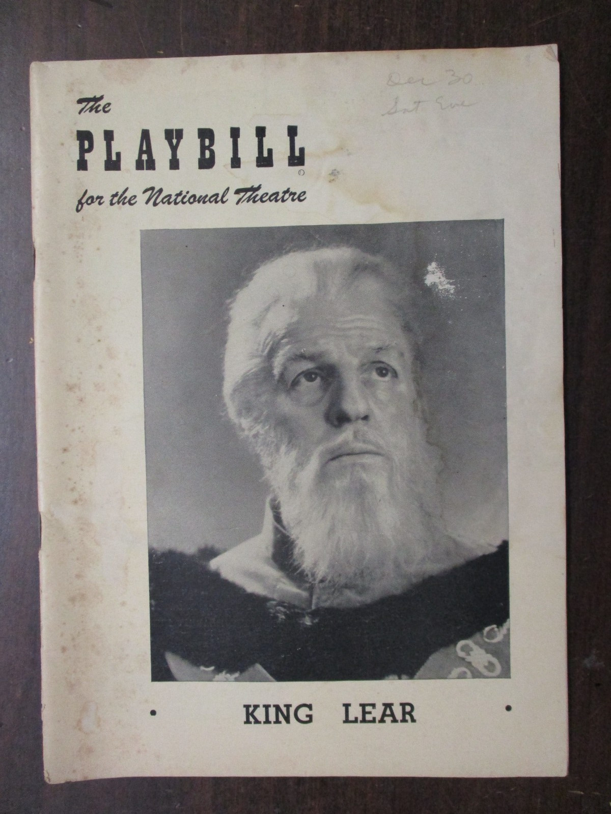 PLAYBILL NATIONAL THEATRE PROGRAM DECEMBER 25,1950 KING LEAR LOUIS CALHERN