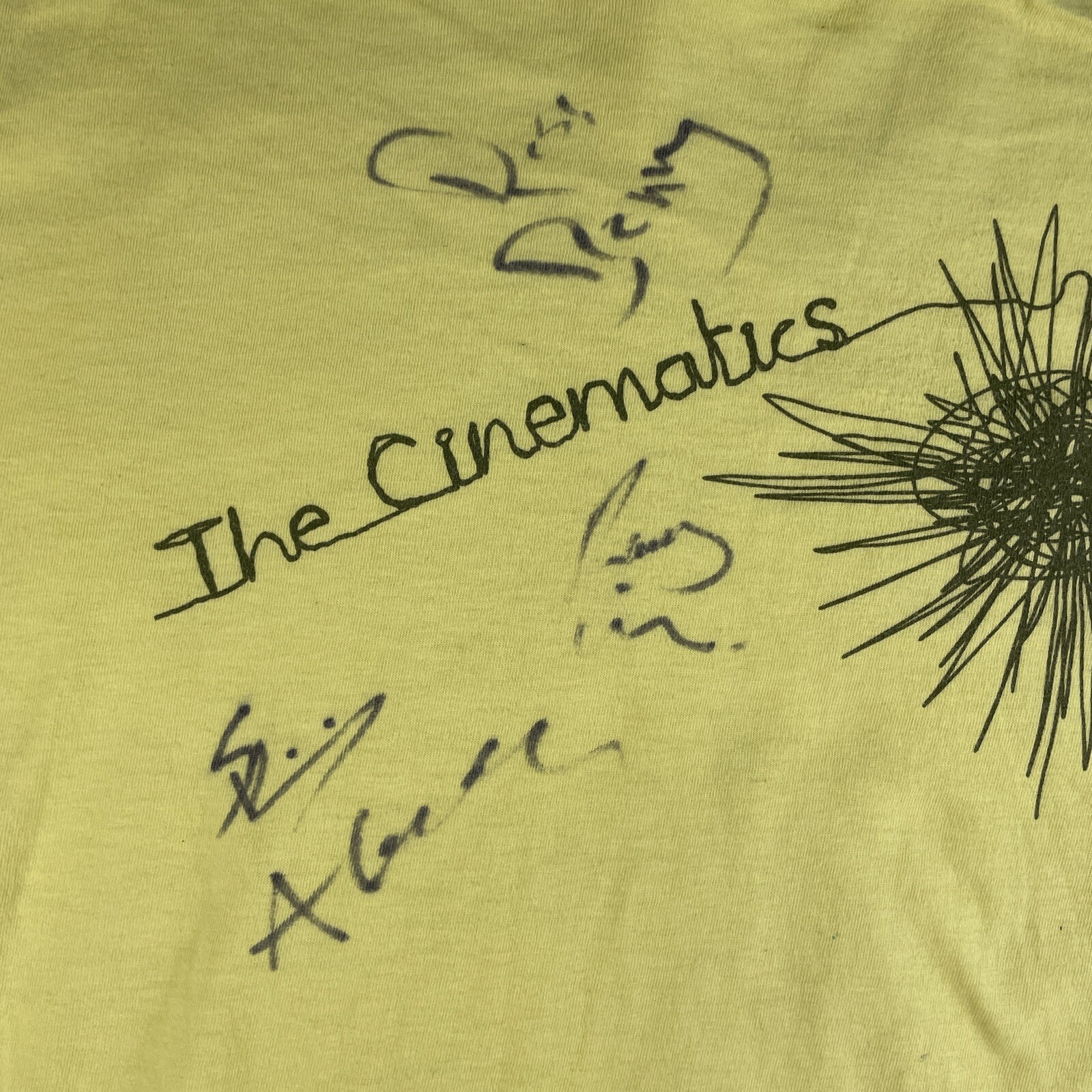 The Cinematics Shirt Adult Small Yellow Band Signed Ross Adam Scott Ramsey