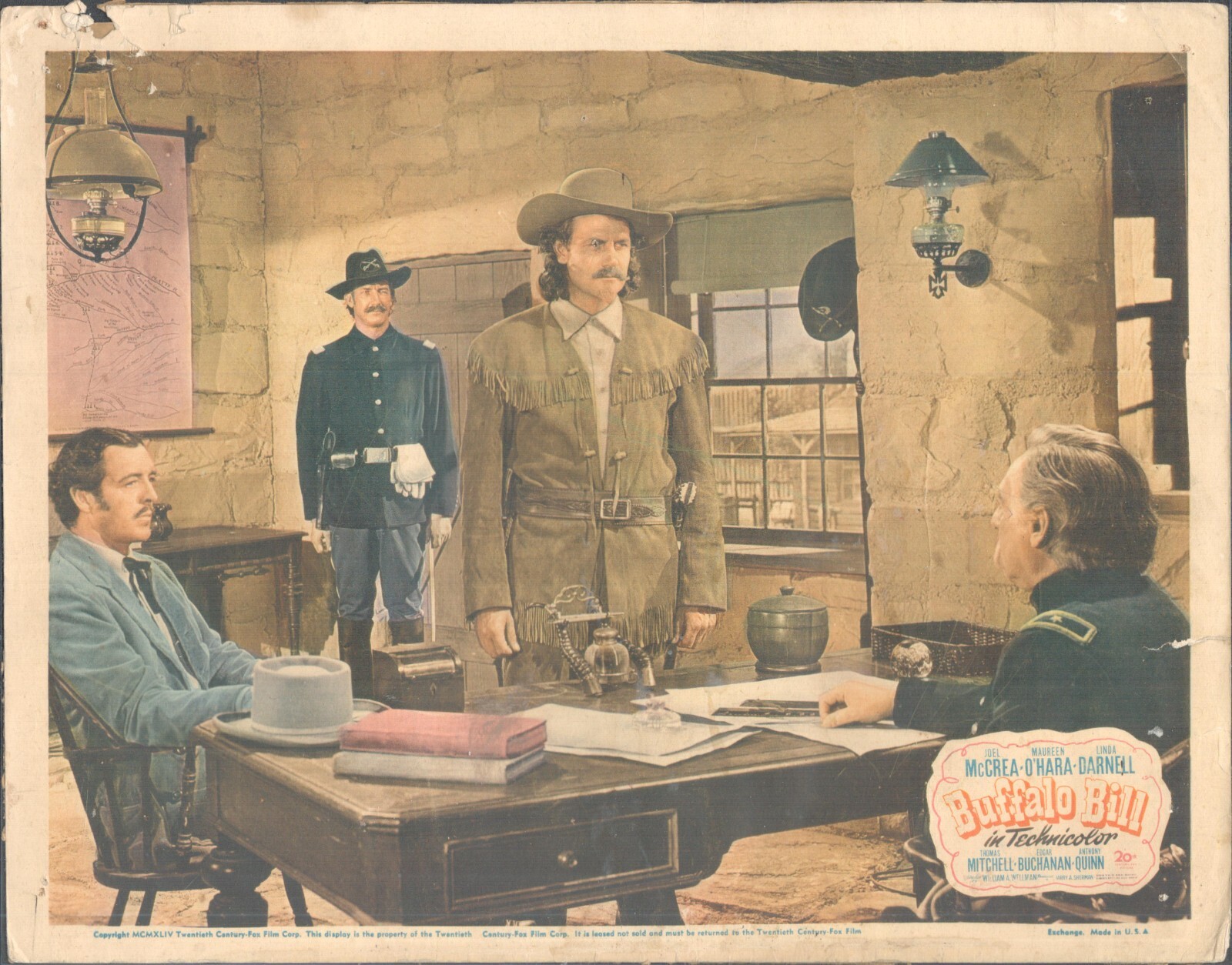 Buffalo Bill 1944 20th Century Fox 11×14″ western lobby card Joel McCrea