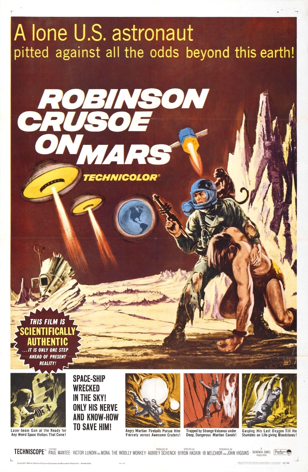 Robinson Crusoe on Mars Movie POSTER (1964) Drama / Adventure