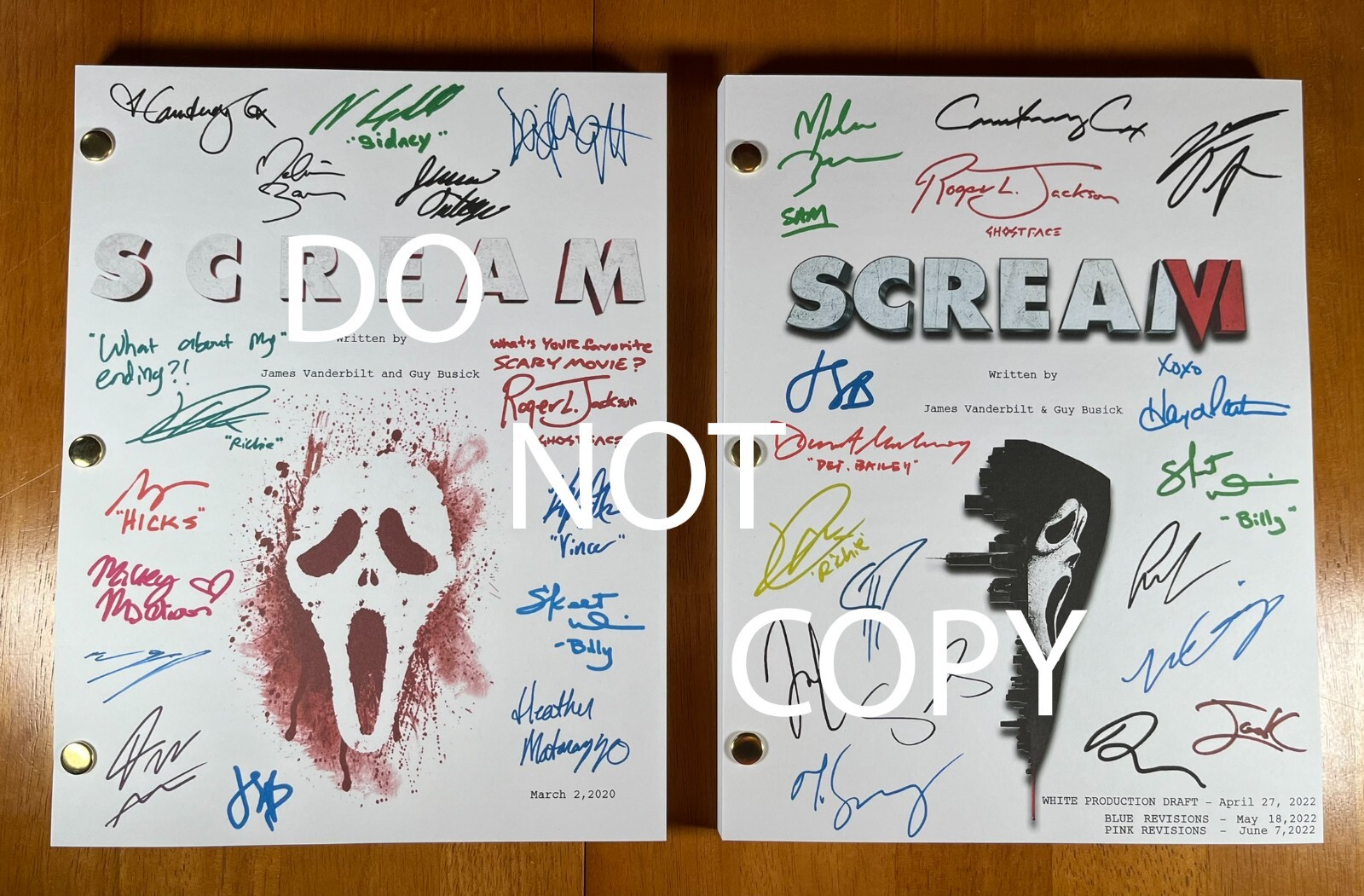 Scream 1-6 Script Bundle- Signed- Autograph Reprints- 6 Scripts!- Ghost Face