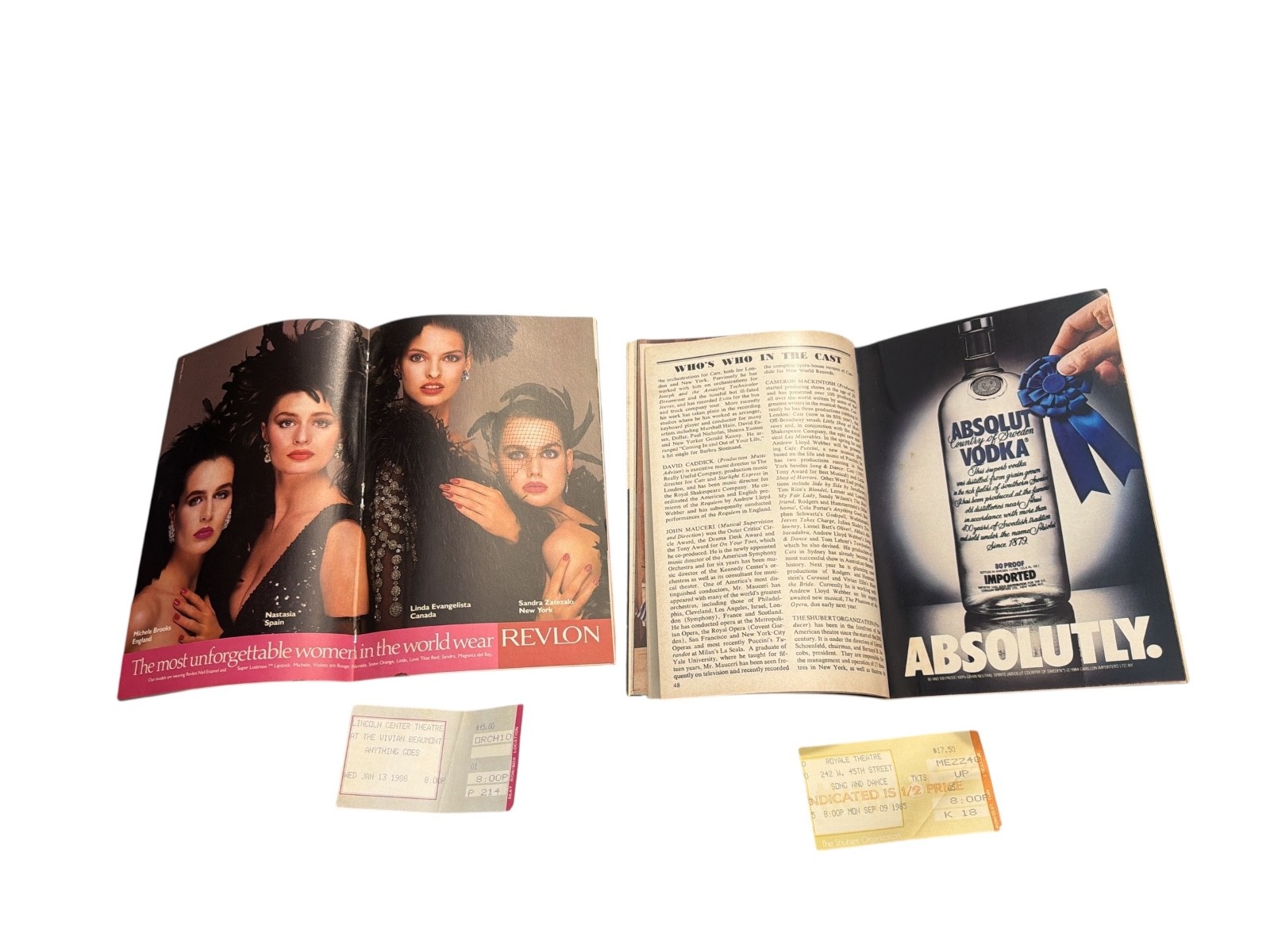 Anything Goes Jan 13 1988 Song & Dance Sept 9 1985 Playbill Ticket Lot