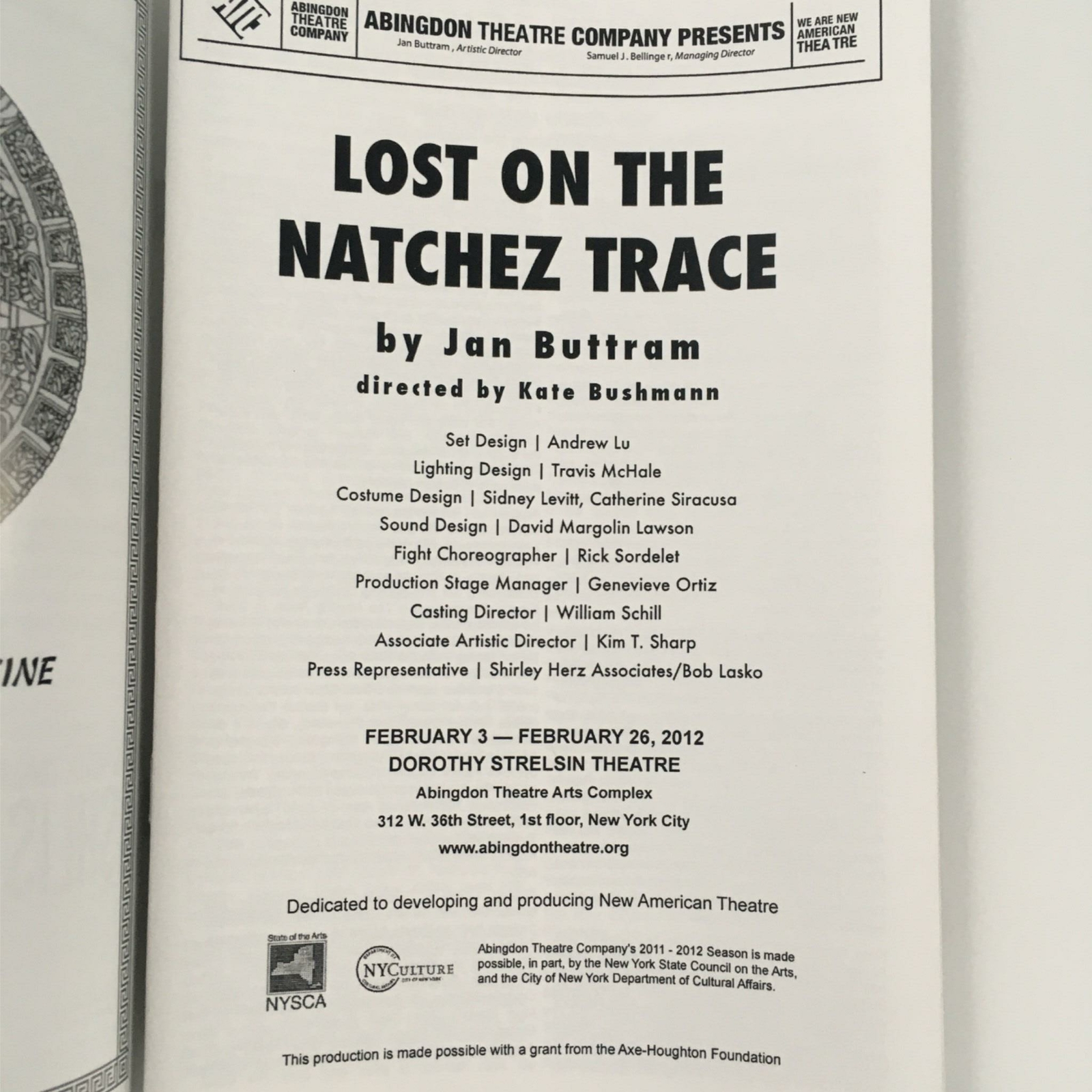 2012 Lost on the Natchez Trace at Abingdon Theatre Company by Jan Buttram