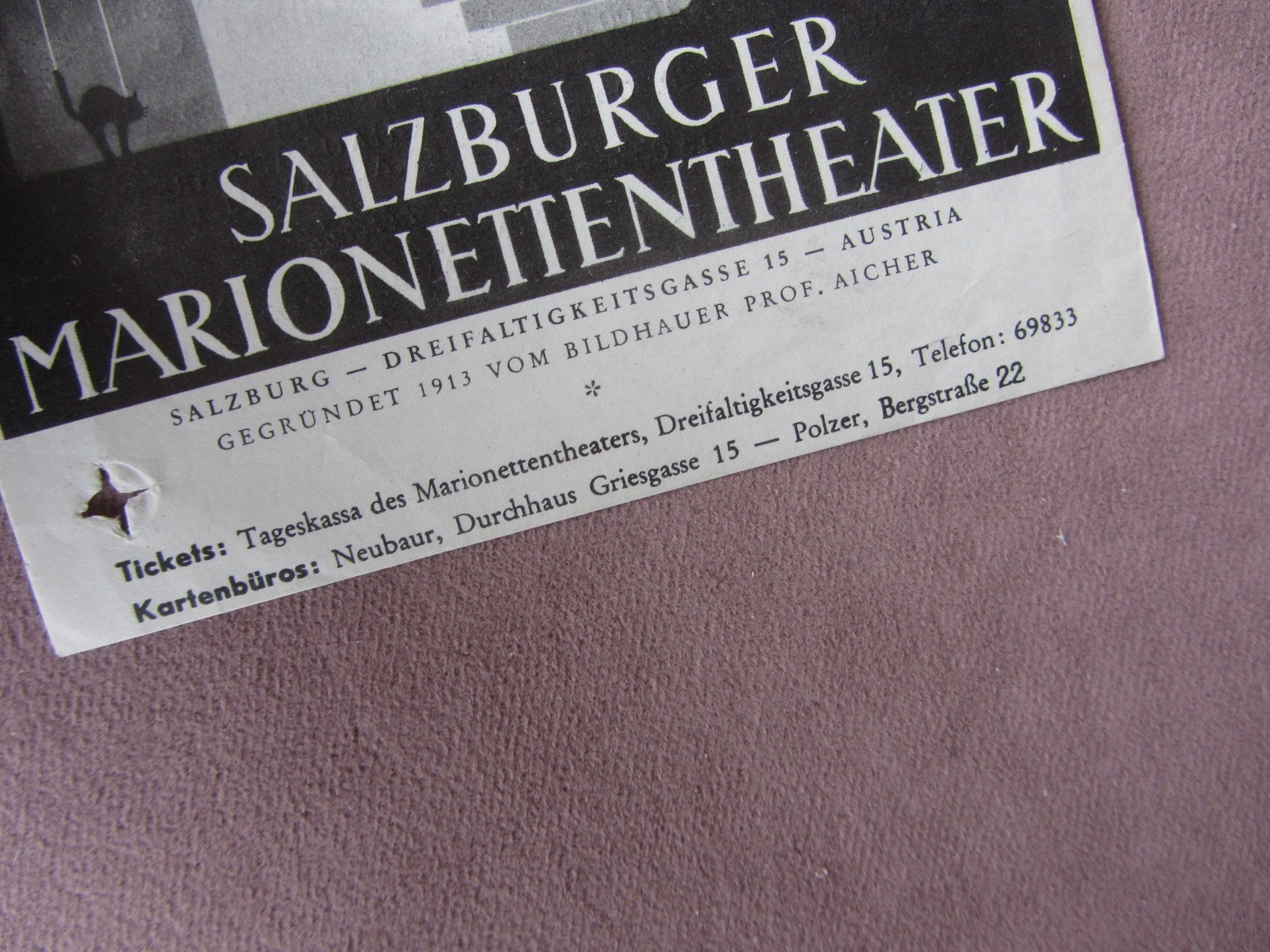 c1950 Program Flyer Salzburg Marionette Theater Austria The Magic Flute Puppets