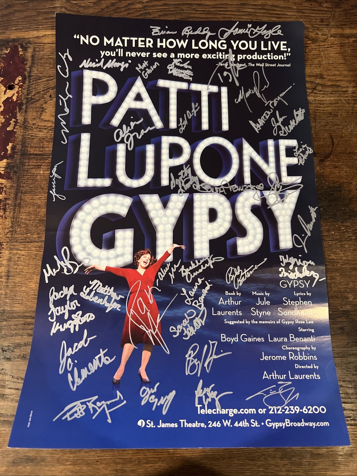 Patti LuPone GYPSY – Broadway Revival Poster Signed by LuPone + Entire 2008 Cast