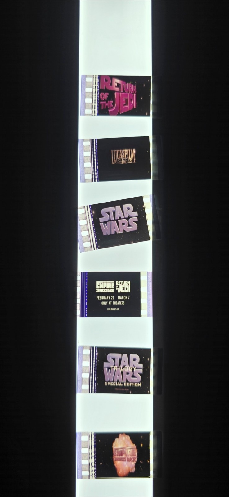 🎬 STAR WARS 35mm Film Display with Your Choice of 1 Authentic Film Cell!