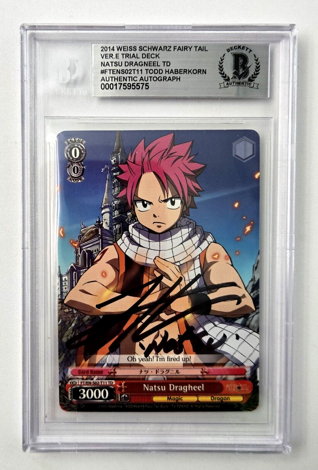 Todd Haberkorn Signed Card Fairy Tail Natsu Weiss Schwarz Autograph Beckett 575