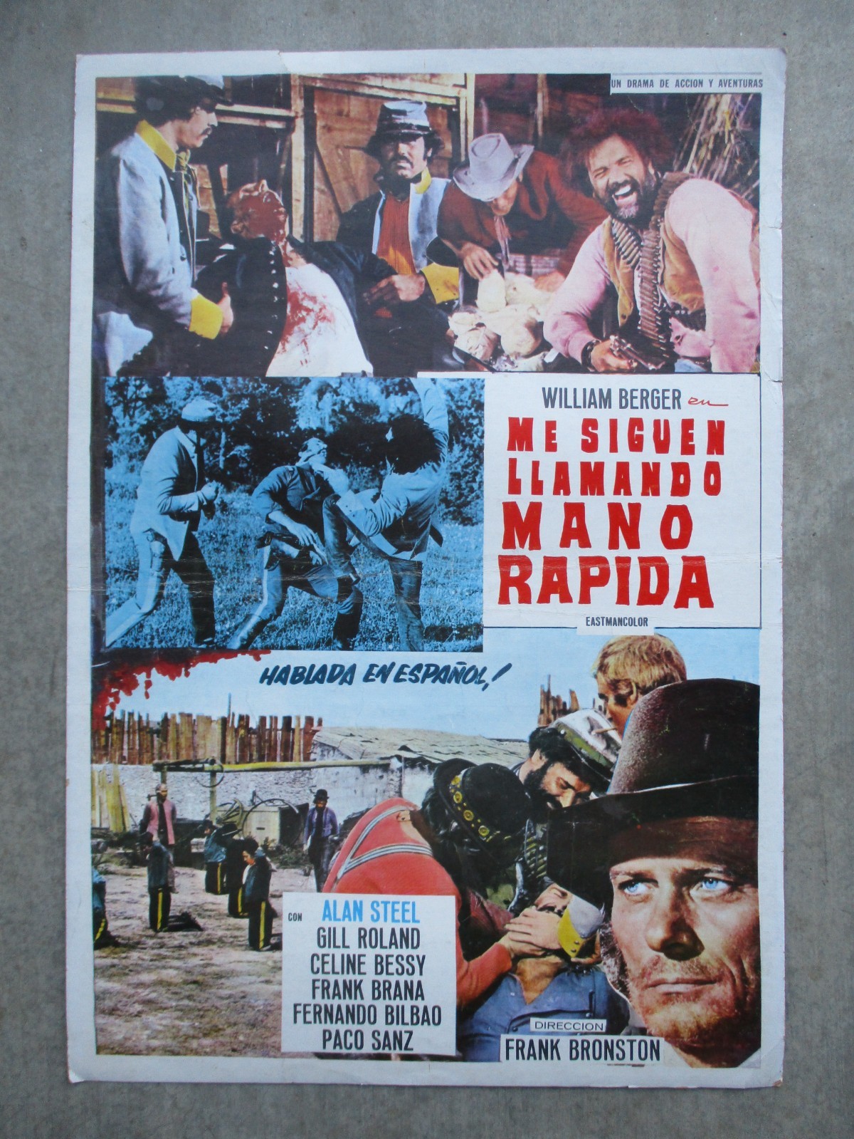 Original 1973 Italian Spaghetti Western Movie Poster in Spanish, MANO RAPIDA #2