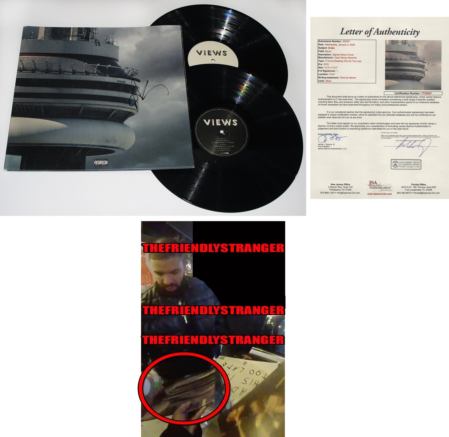 DRAKE signed “VIEWS” Vinyl Album EXACT PROOF Iceman Aubrey Graham JSA LOA Rare