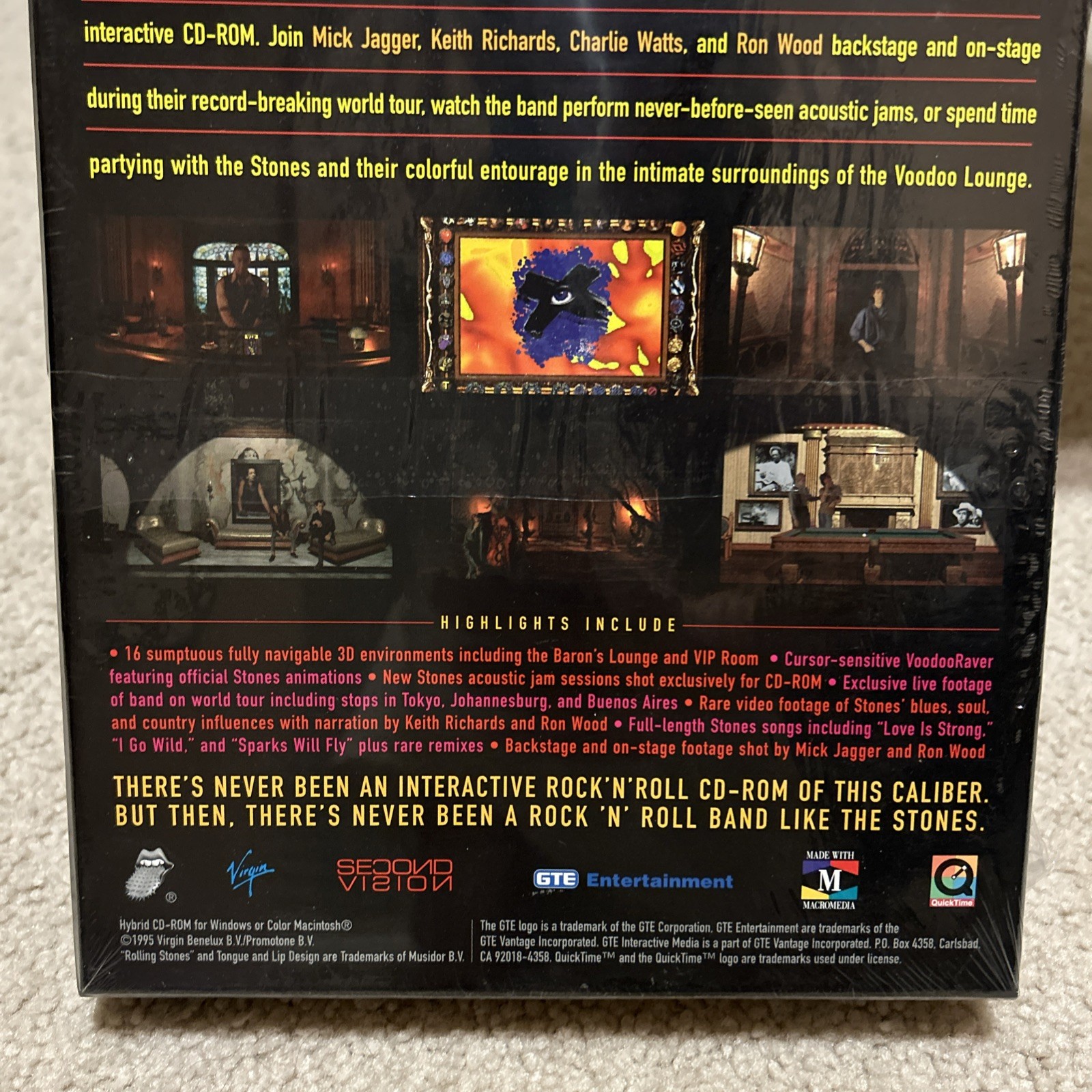 Rolling Stones CD ROM Voodoo Lounge Interactive RockNRoll /Mac/Pc /Sealed 1995