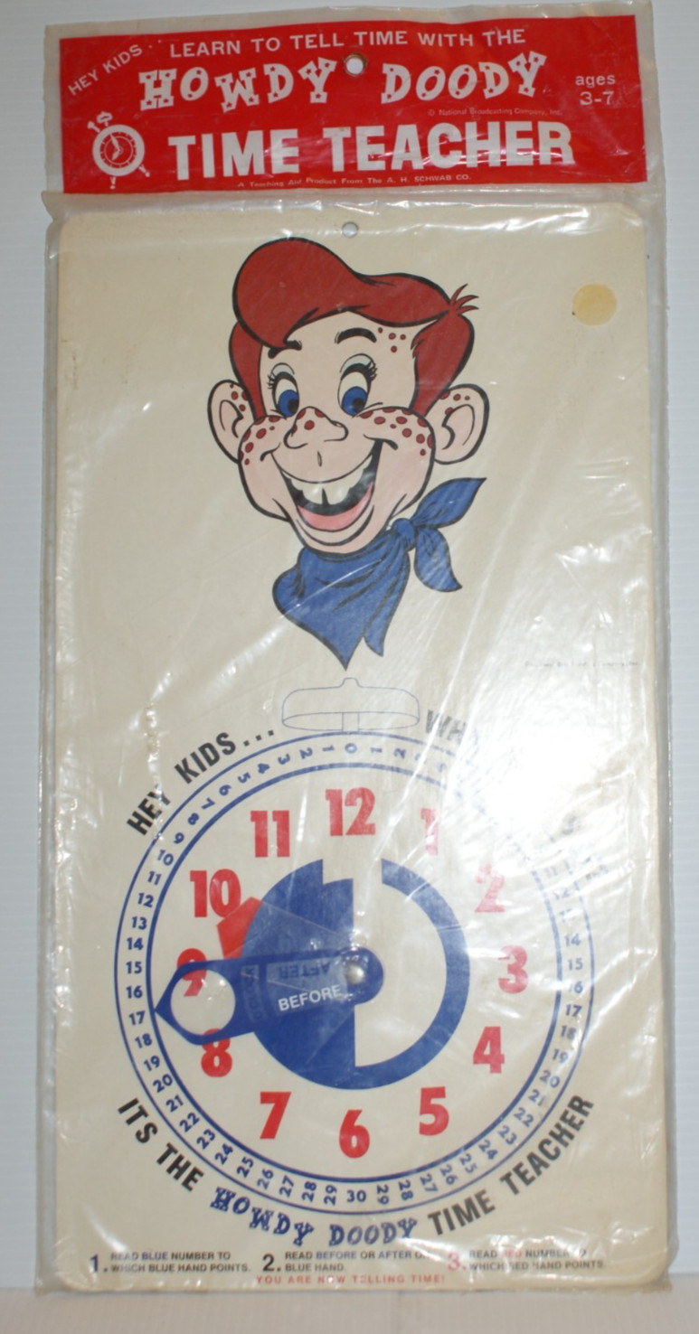 Vintage Howdy Doody Time Teacher Cardboard Clock – 1950s NBC TV Memorabilia Rare