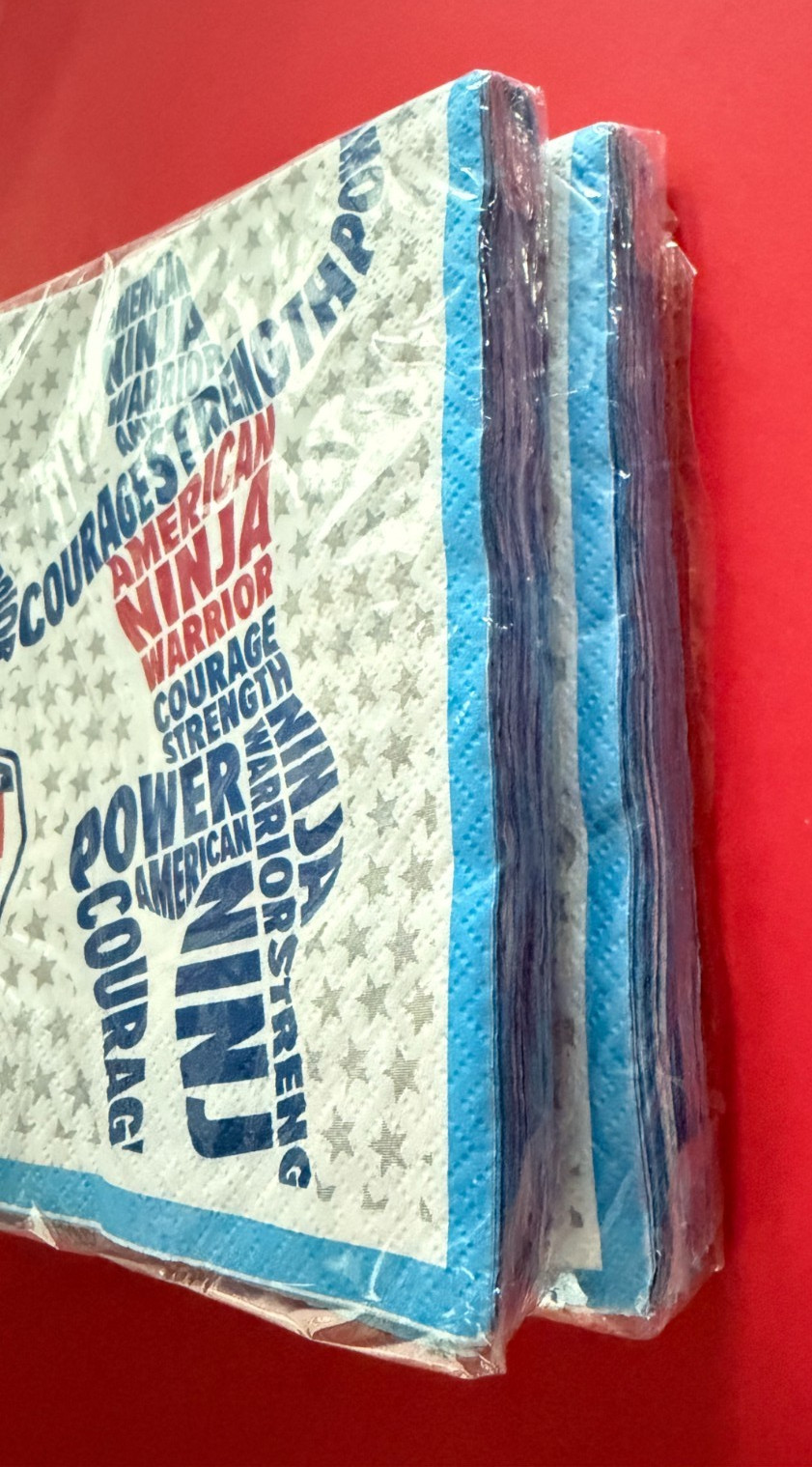2 packs AMERICAN NINJA WARRIOR Napkins ~ Sealed NEW ~ 2017 ~ 32 ct. Total 2 Ply