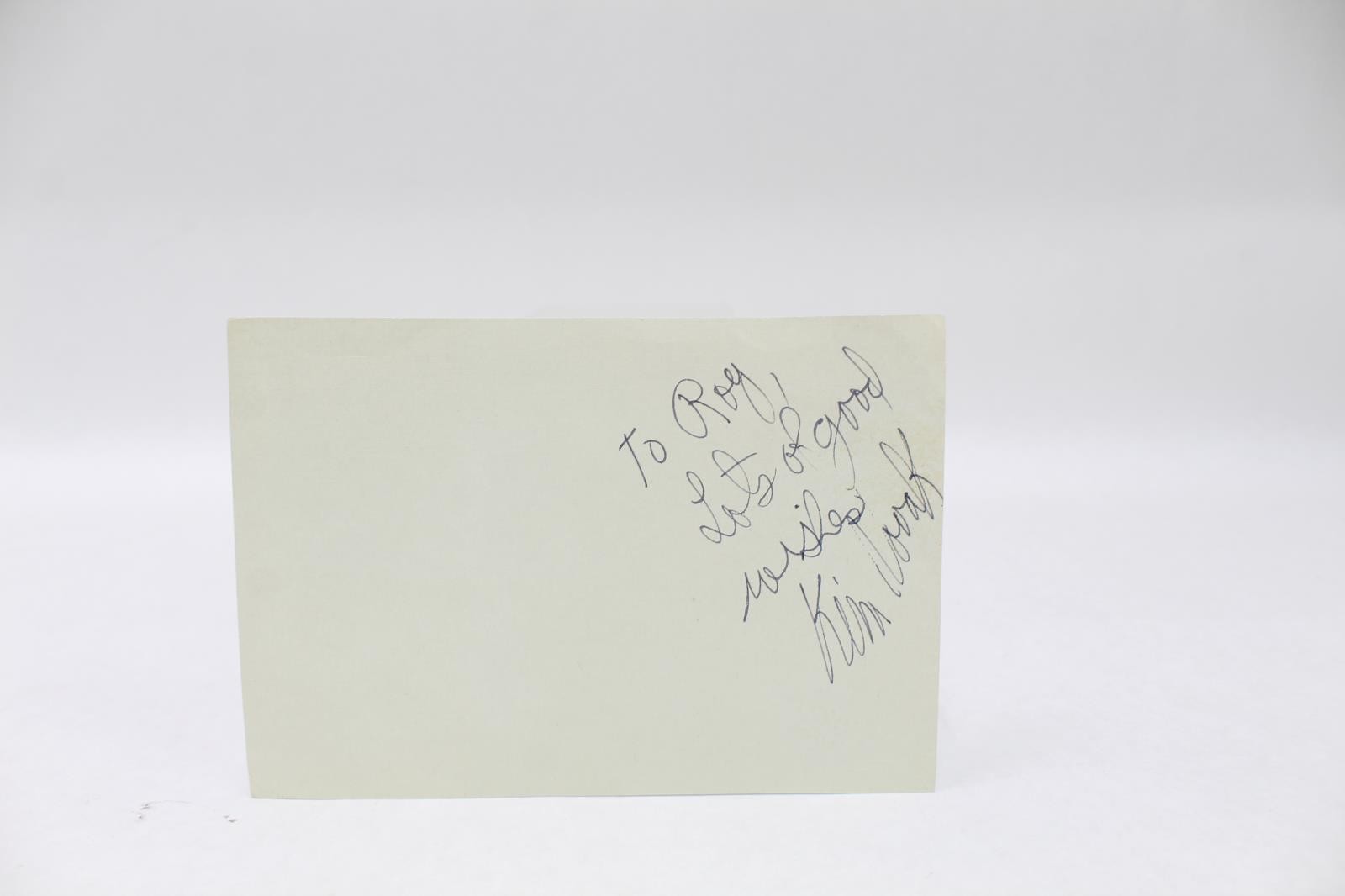 Kim Novak Signed Piece of Paper “Lots of Good Wishes”
