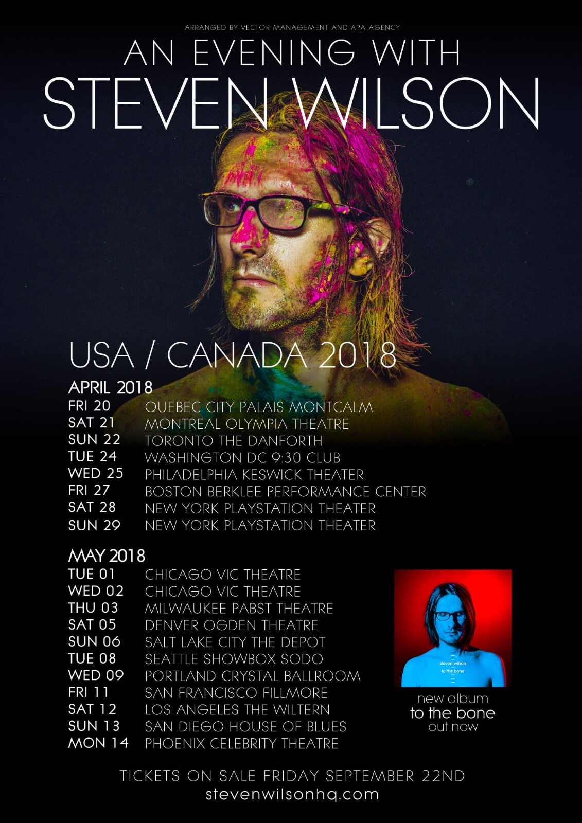STEVEN WILSON “AN EVENING WITH” USA/CANADA TOUR 2018 CONCERT POSTER – Prog Rock