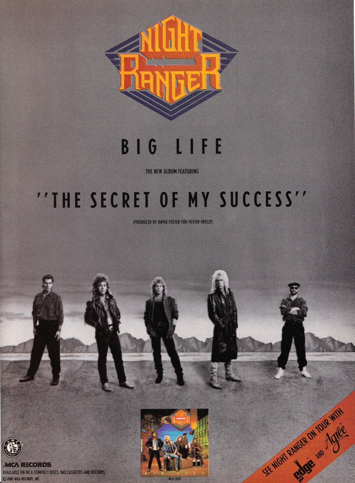 NIGHT RANGER BIG LIFE~1987 ALBUM PROMO 8X11 MAGAZINE PRINT AD ADVERT MINI-POSTER