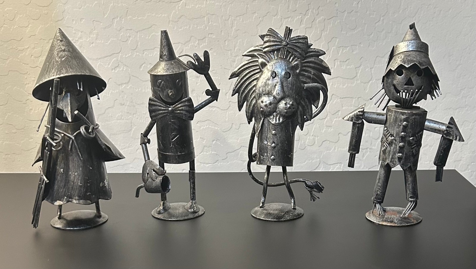 Wizard of Oz Metal Figurines WITCH LION TINMAN STRAWMAN Just Bernard 1960s RARE!